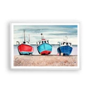 Poster in einem weißen Rahmen - Bereit zum Fang - 91x61 cm