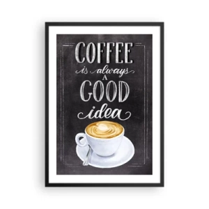 Poster in einem schwarzem Rahmen - Kaffeeplakat mit Schriftzug im Kreidetafel-Stil - 50x70cm - Natürlich! - Moderne Wanddekoration für Wohnzimmer und Schlafzimmer ARTTOR