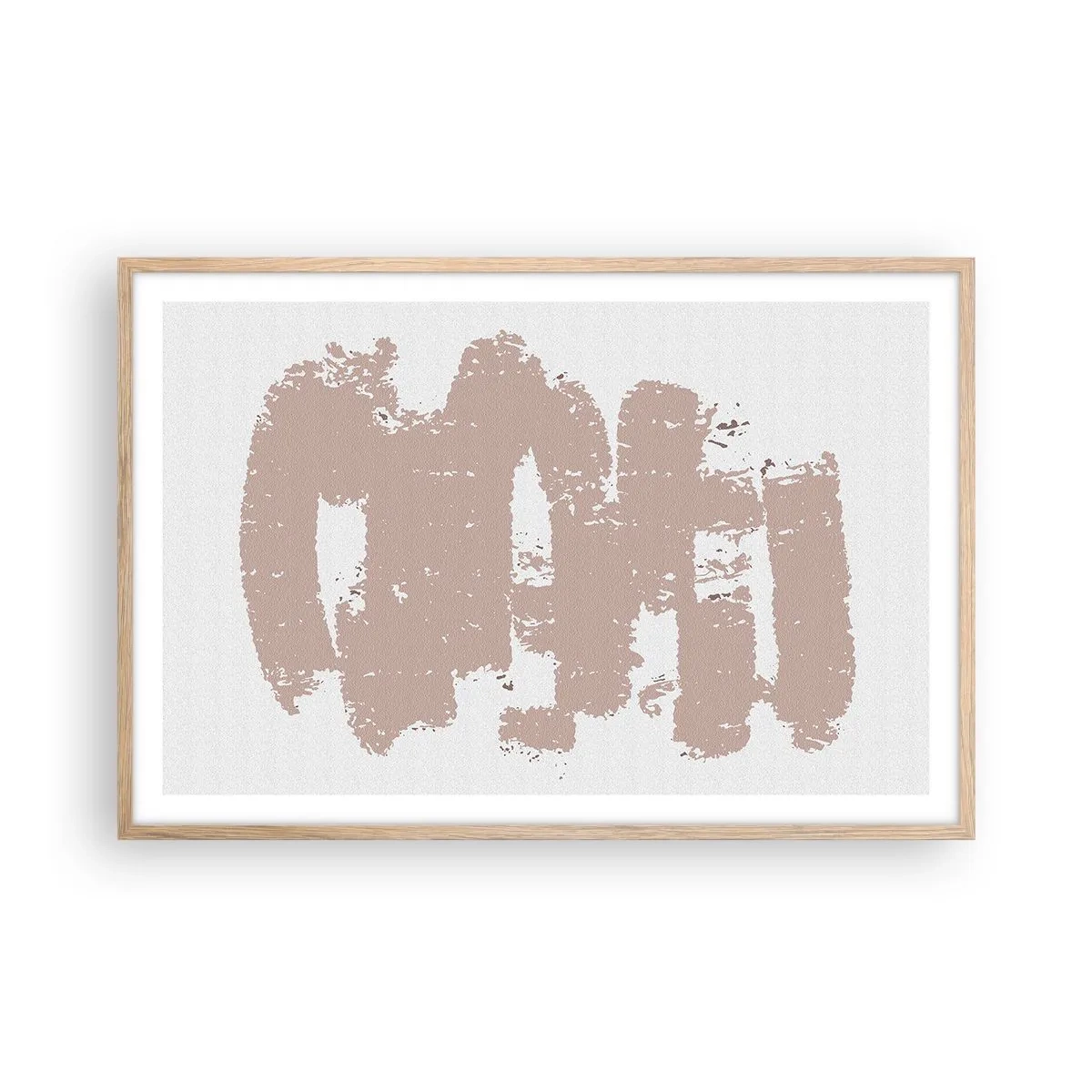 Poster in einem Rahmen aus heller Eiche - Abstraktion in zartem Rosa - 91x61 cm