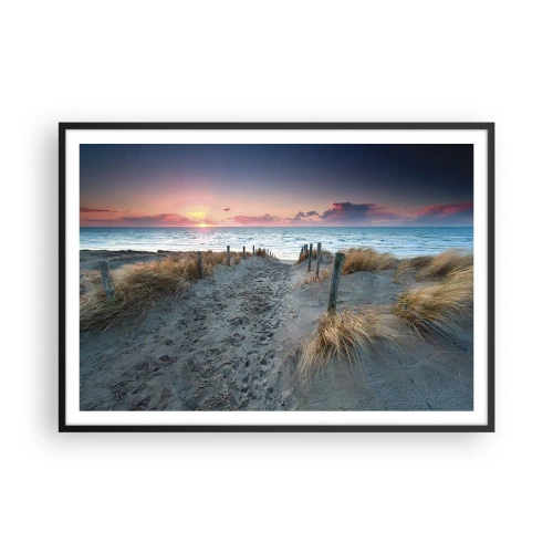 Poster in einem schwarzem Rahmen - Weg zum Strand bei Sonnenuntergang - 100x70cm - Du hast einen Regenbogen aus strahlendem Licht verschüttet ... - Moderne Wanddekoration für Wohnzimmer und Schlafzimmer ARTTOR