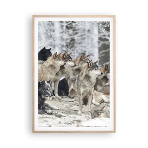 Poster in einem Rahmen aus heller Eiche - Familie und Freunde - 70x100 cm