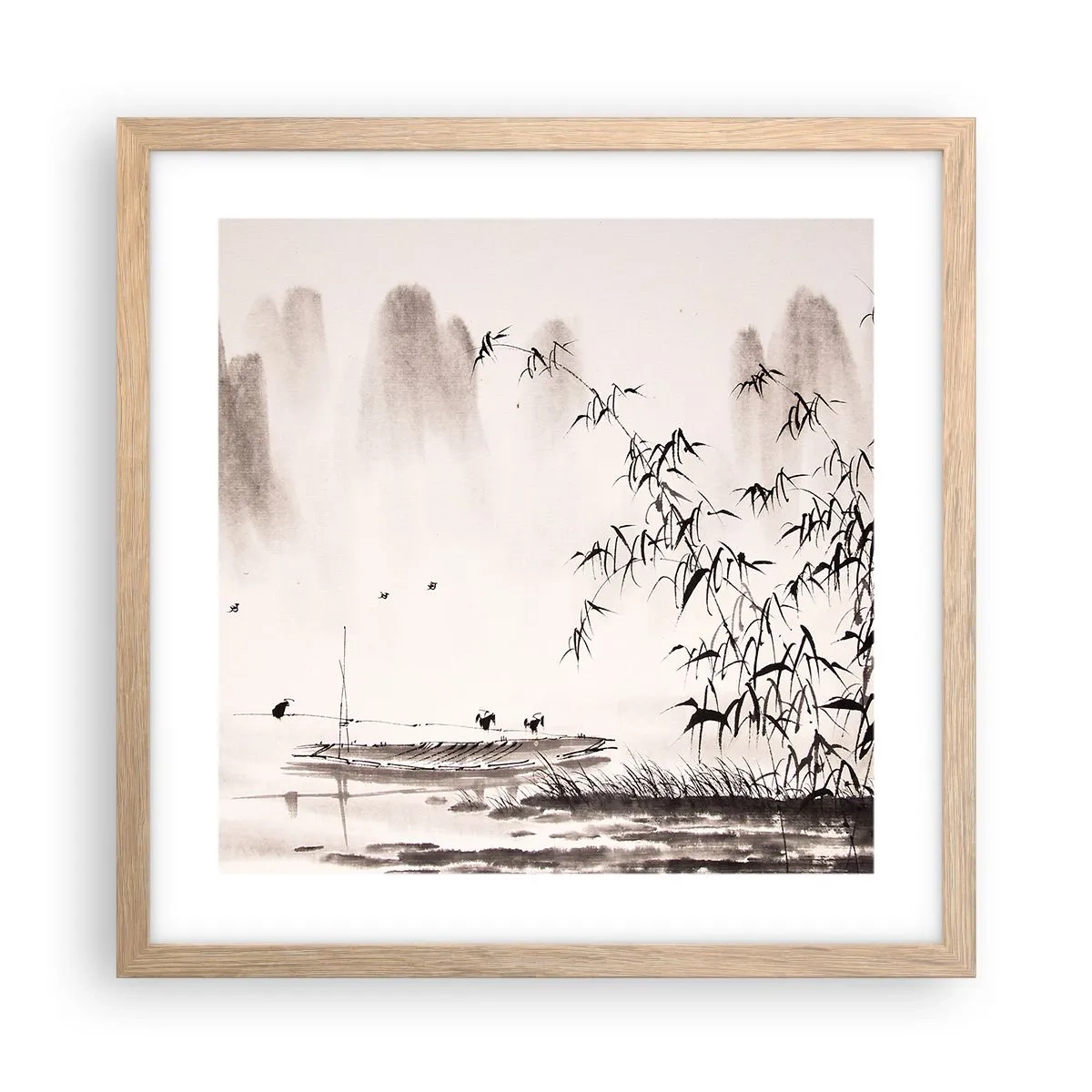 Poster in einem Rahmen aus heller Eiche - Die Stille der Reisfelder - 40x40 cm