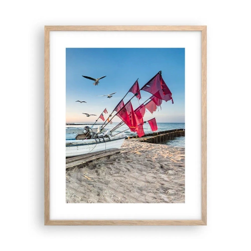 Poster in einem Rahmen aus heller Eiche - Wohlverdiente Ruhe - 40x50 cm