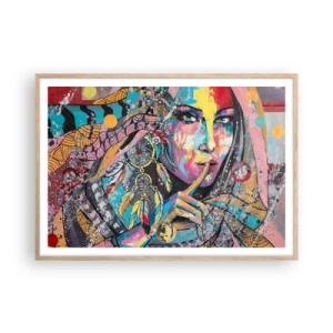 Poster in einem Rahmen aus heller Eiche - Sei still, bis du verstehst - 100x70 cm