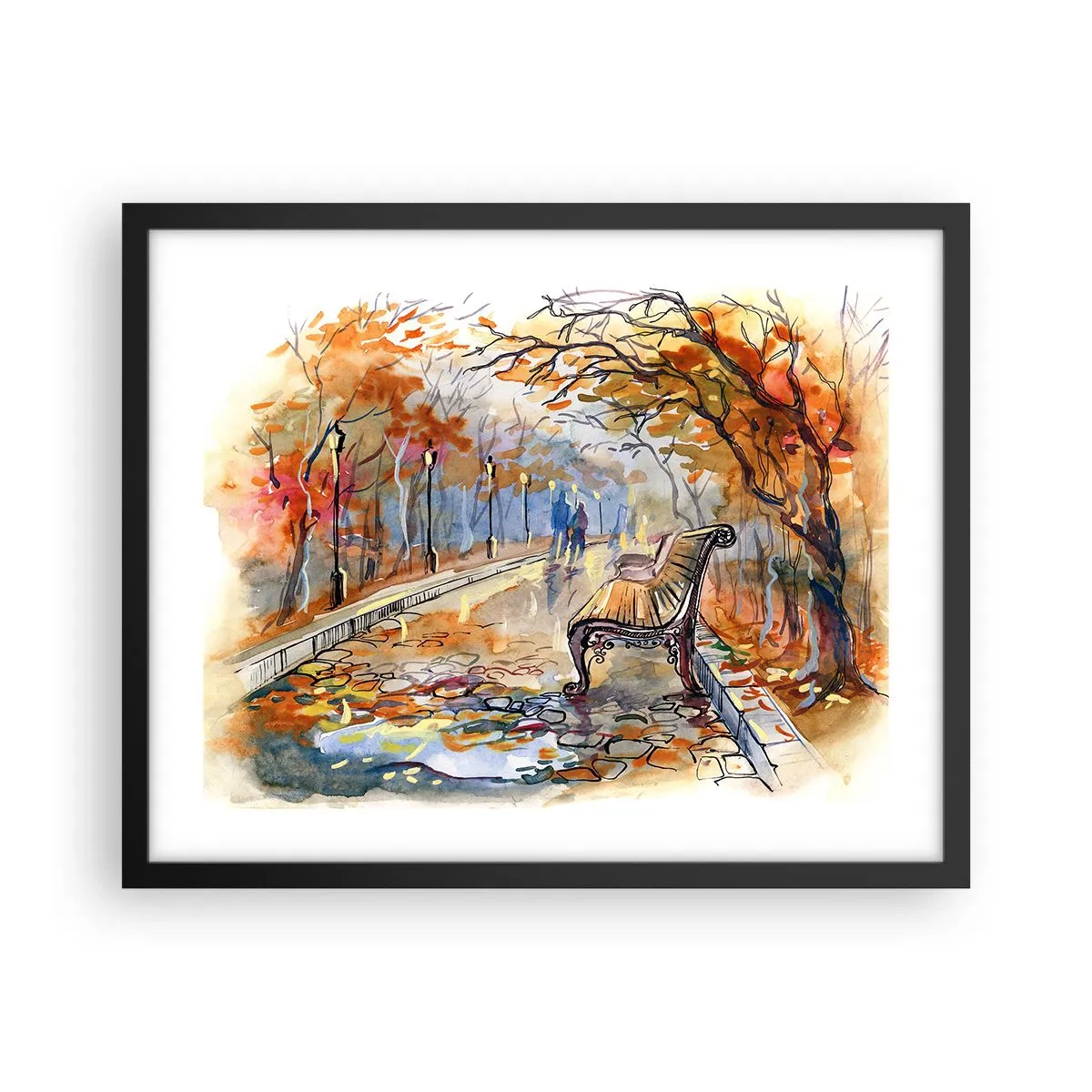 Poster in einem schwarzem Rahmen - Gemeinsam im Herbst wandern - 50x40 cm