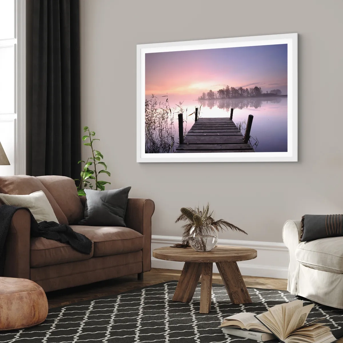 Poster in einem weißen Rahmen - Aus dem lila Nebel ... - 40x30 cm
