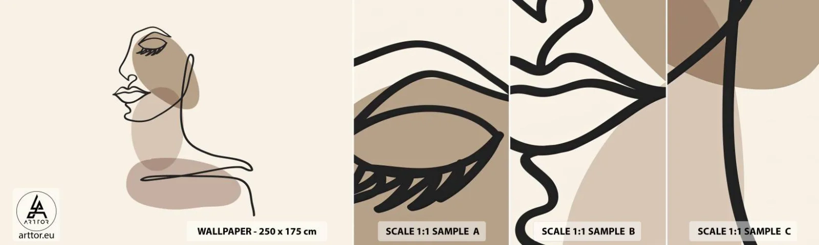 Fototapetenmuster Standard Eco - Sich selbst zugehört - Abstraktion, Das Gesicht einer Frau, Grafik - 100x30 cm