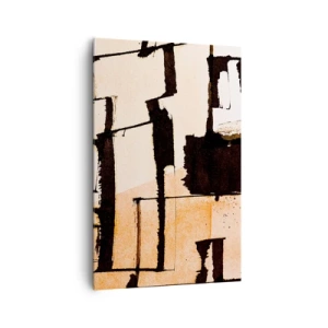 Bild auf Leinwand - Leinwandbild - Geometrische Muster in Braun- und Beigetönen - 80x120cm - Also doch Ordnung - Moderne Wanddekoration für Wohnzimmer und Schlafzimmer ARTTOR