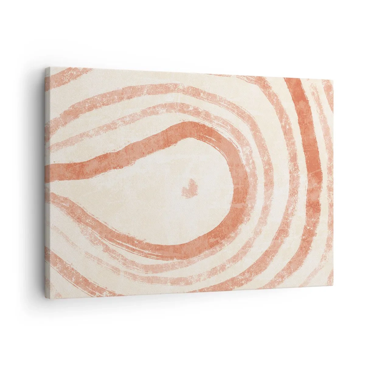Bild auf Leinwand - Leinwandbild - Ein abstraktes Motiv aus konzentrischen Linien in Terrakotta-Tönen. - 70x50cm - Korallenkreise – Komposition - Moderne Wanddekoration für Wohnzimmer und Schlafzimmer ARTTOR