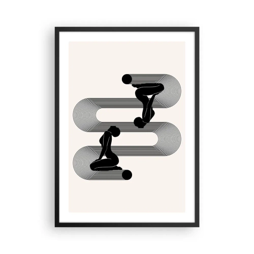 Poster in einem schwarzem Rahmen - Minimalistische Grafiken weiblicher Silhouetten mit optischem Täuschungseffekt - 50x70cm - Sinnliche Symmetrie - Moderne Wanddekoration für Wohnzimmer und Schlafzimmer ARTTOR