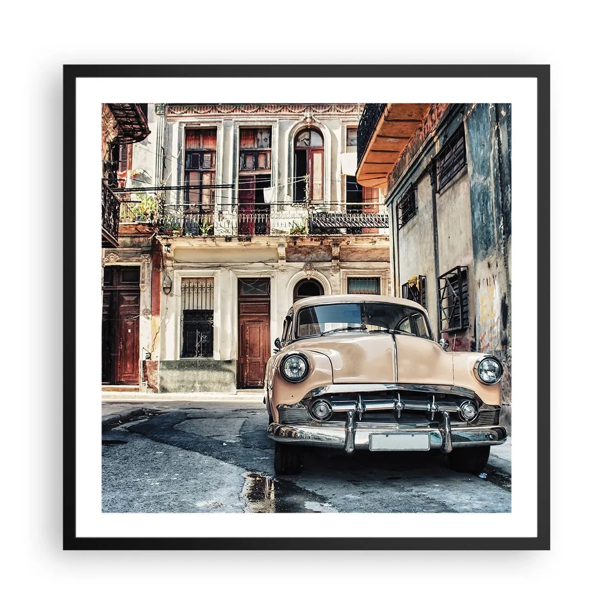 Poster in einem schwarzem Rahmen - Die Siesta in Havanna - 60x60 cm