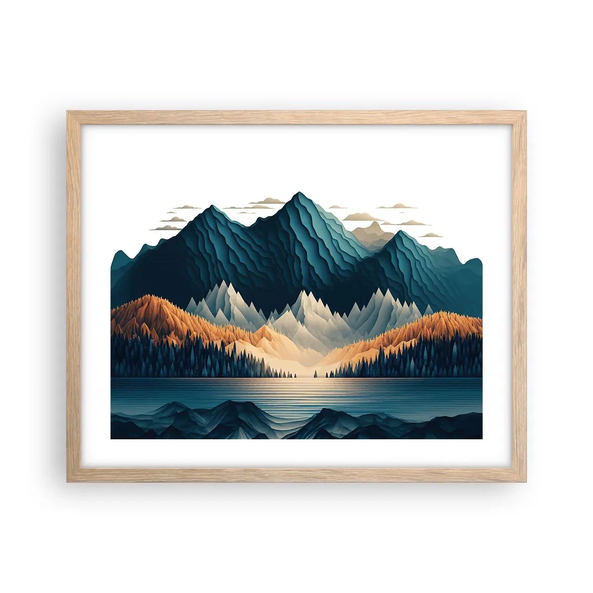 Poster in einem Rahmen aus heller Eiche - Perfekte Berglandschaft - 50x40 cm
