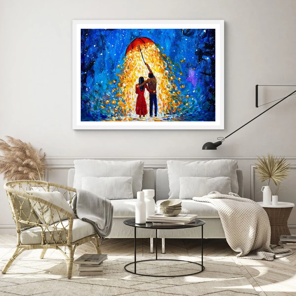 Poster in einem weißen Rahmen - Zauber eines Regenabends? - 100x70 cm