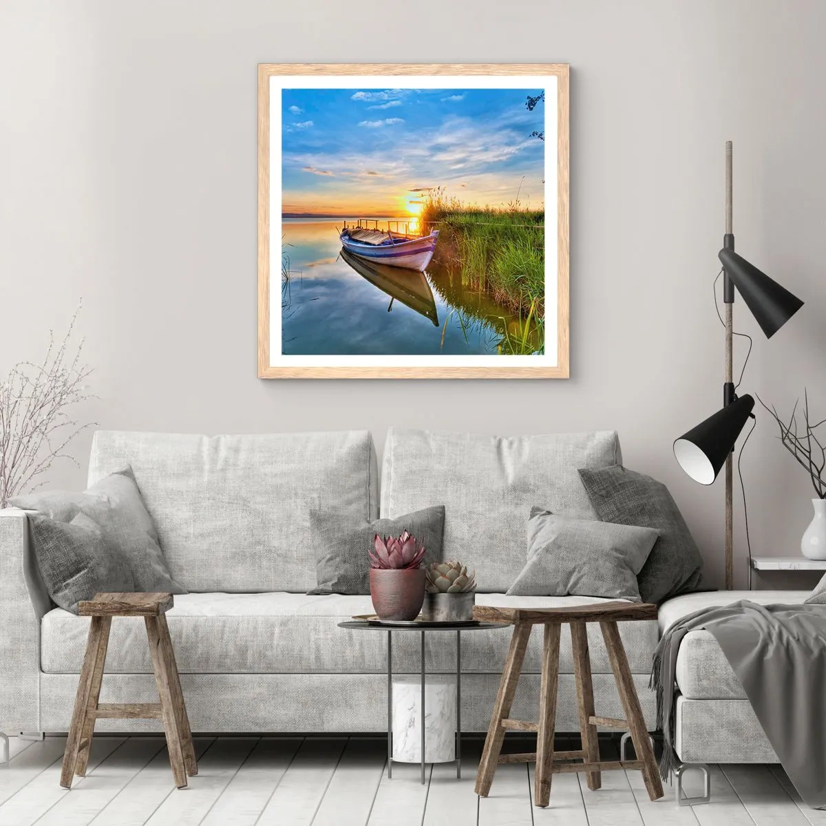 Poster in einem Rahmen aus heller Eiche - Bucht erfüllter Träume - 30x30 cm