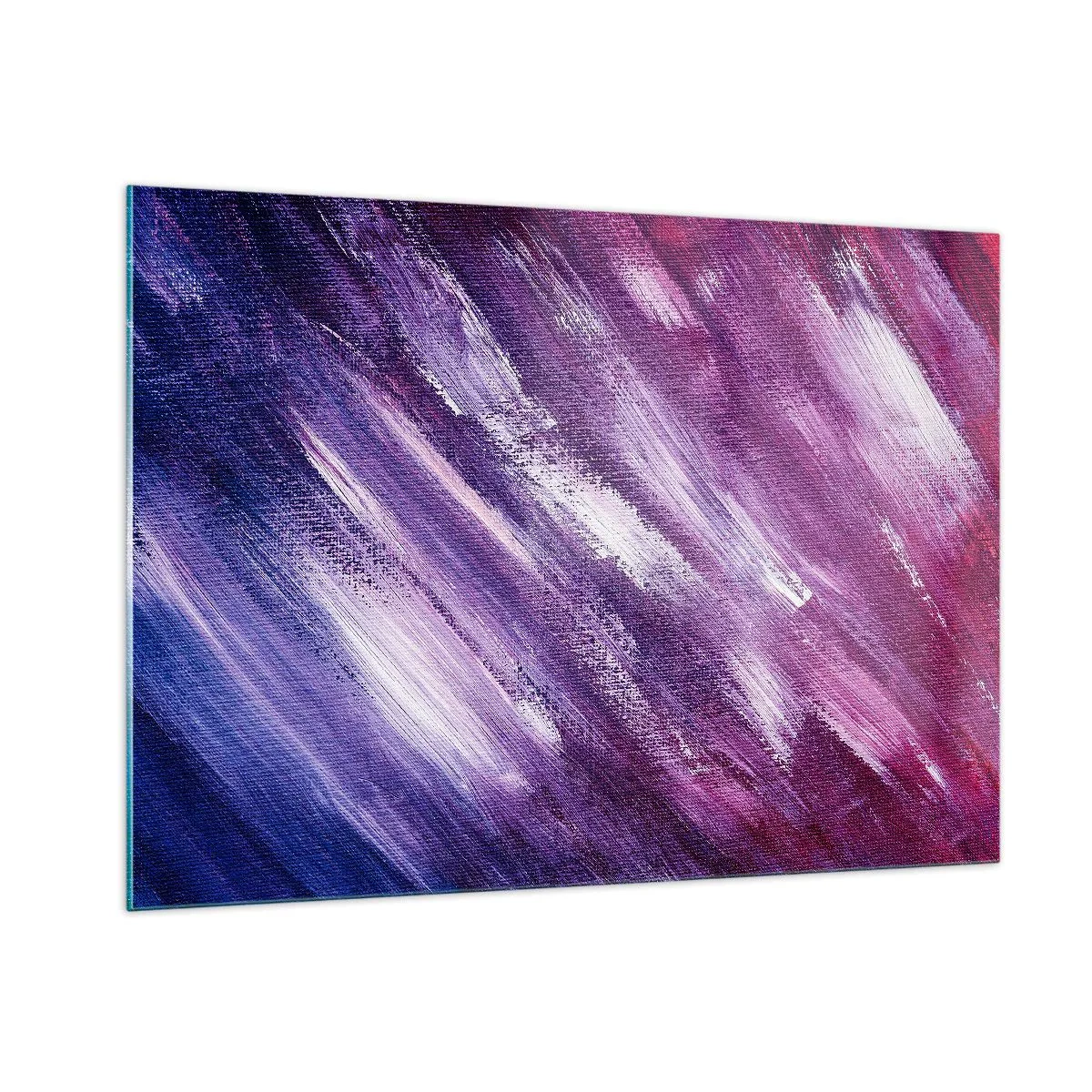 Glasbild - Bild auf glas - Abstraktes Gemälde in Lila- und Weißtönen - 100x70cm - Wenn der sonnige Wind weht - Moderne Wanddekoration für Wohnzimmer und Schlafzimmer ARTTOR