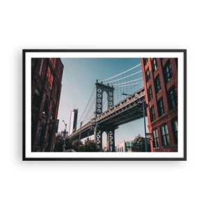 Poster in einem schwarzem Rahmen - Über den Wellen der Stadt - 91x61 cm