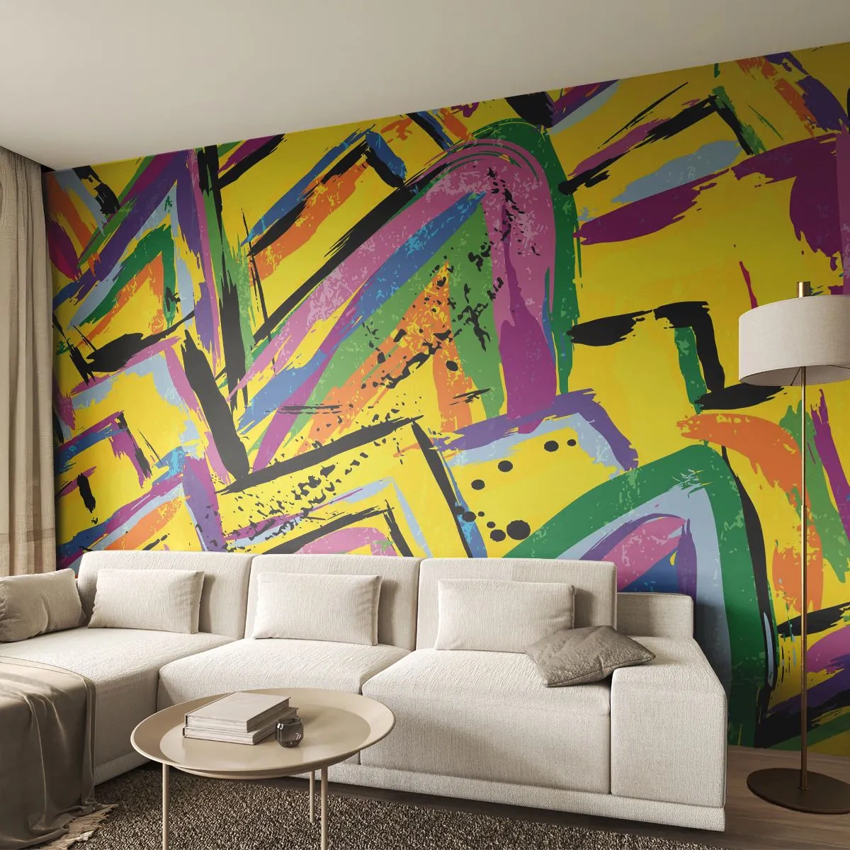 Fototapete Premium Canvas - Bis sie vor Freude schreit - Abstraktion, Stück, Malerei - 300x210 cm