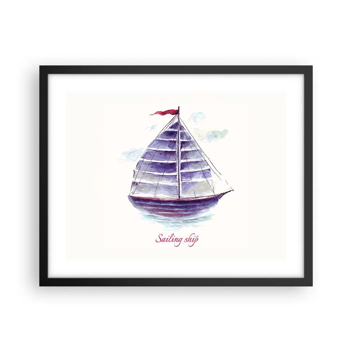 Poster in einem schwarzem Rahmen - Volle Segel und ruhiges Wasser - 50x40 cm