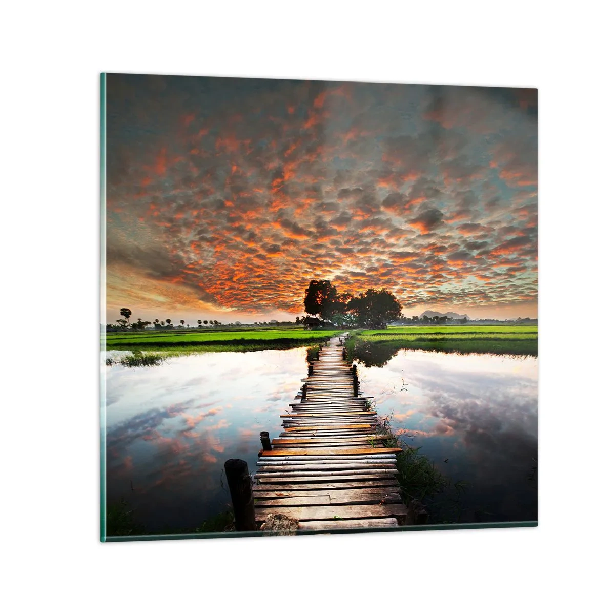 Glasbild - Bild auf glas - Arme ausstrecken - atmen - 60x60 cm