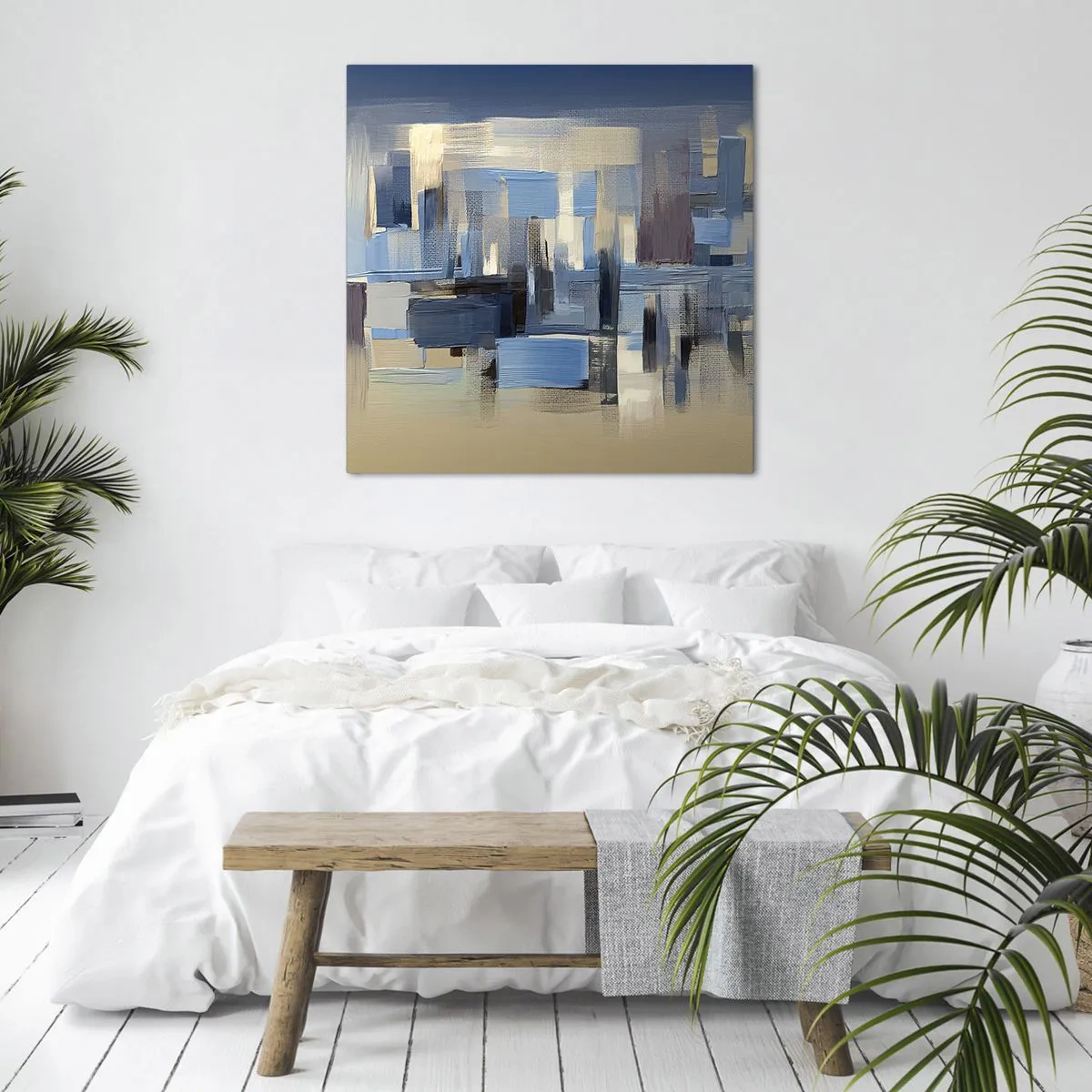 Bild auf Leinwand - Leinwandbild - Blaue Konstruktion - 40x40 cm