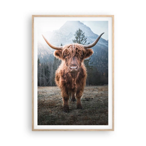 Poster in einem Rahmen aus heller Eiche - Grüße von der Bergwiese - 70x100 cm