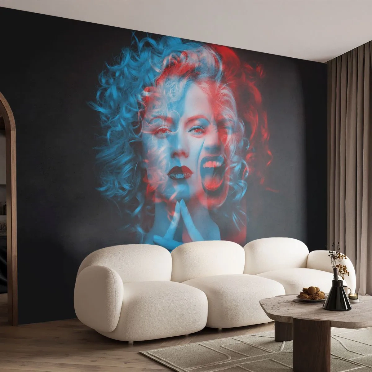 Fototapete Premium Sand - Alter Ego - Abstraktion, Frau, Das Gesicht einer Frau - 100x70 cm