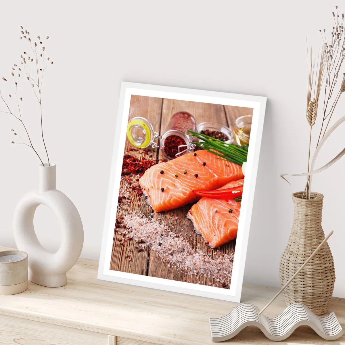 Poster in einem weißen Rahmen - Norwegisches Abenteuer in der Küche - 61x91 cm