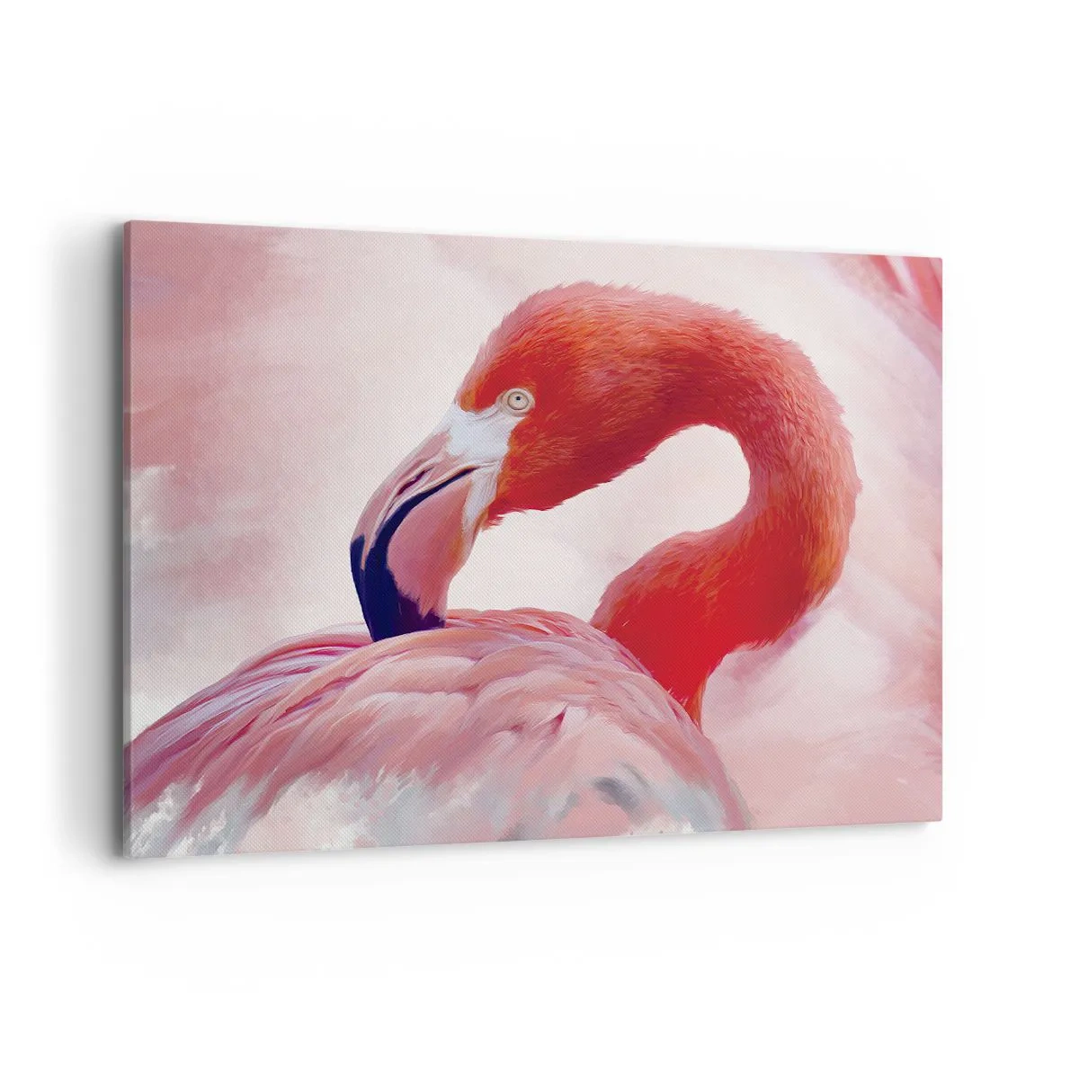 Bild auf Leinwand - Leinwandbild - Ein Flamingo in Rosatönen auf hellem Hintergrund - 120x80cm - Vogel Schönheit - Moderne Wanddekoration für Wohnzimmer und Schlafzimmer ARTTOR