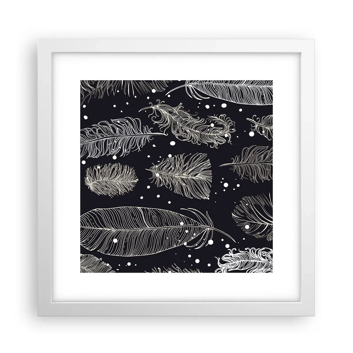 Poster in einem weißen Rahmen - Gefiederte Spitze - 30x30 cm