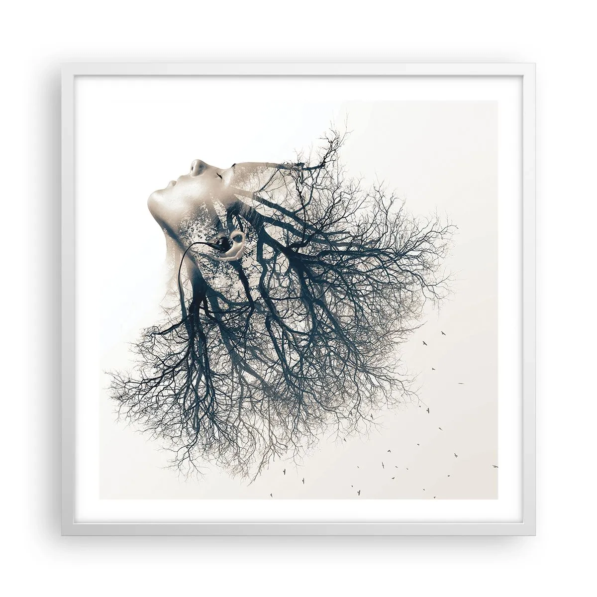 Poster in einem weißen Rahmen - Dem Rauschen der Bäume lauschen - 60x60 cm
