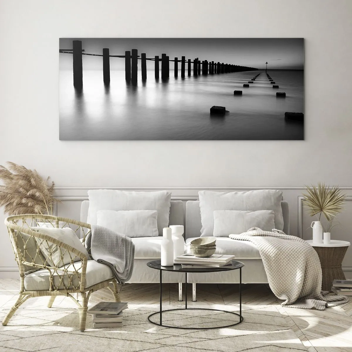 Glasbild - Bild auf glas - Graue Distanz im Nebel - 100x40 cm