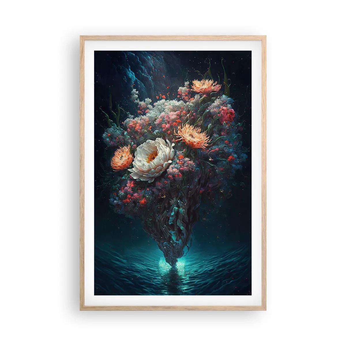 Poster in einem Rahmen aus heller Eiche - Seltsamer Garten - 61x91 cm