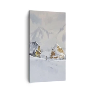 Bild auf Leinwand - Leinwandbild - In einem verschneiten Talkessel - 45x80 cm