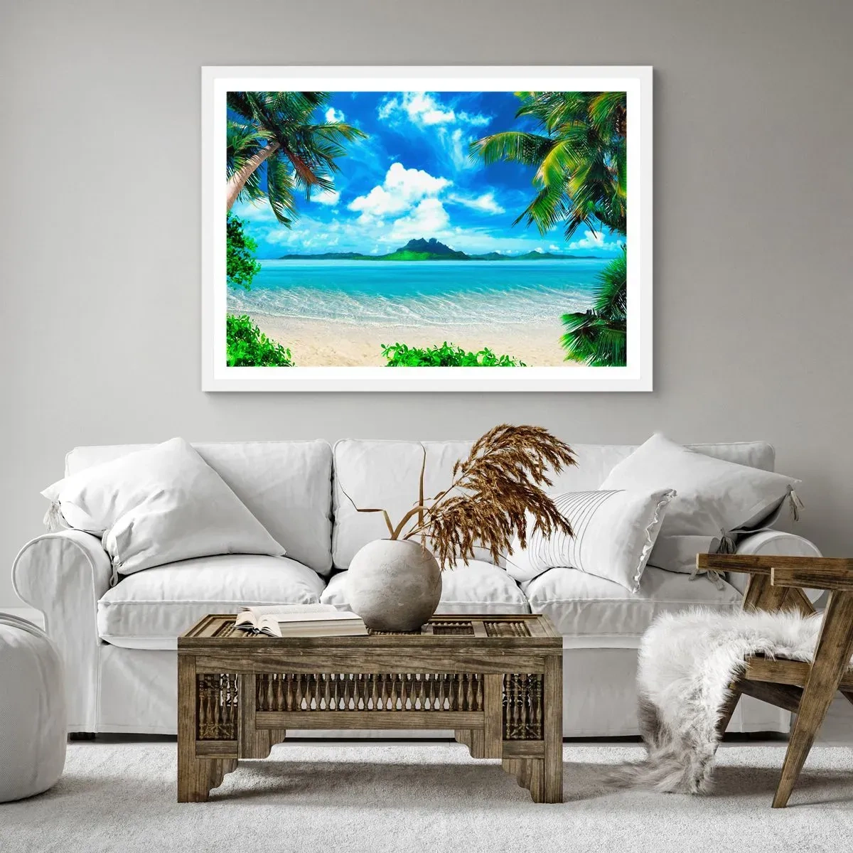 Poster in einem weißen Rahmen - Das Azurblau der Tropen - 91x61 cm