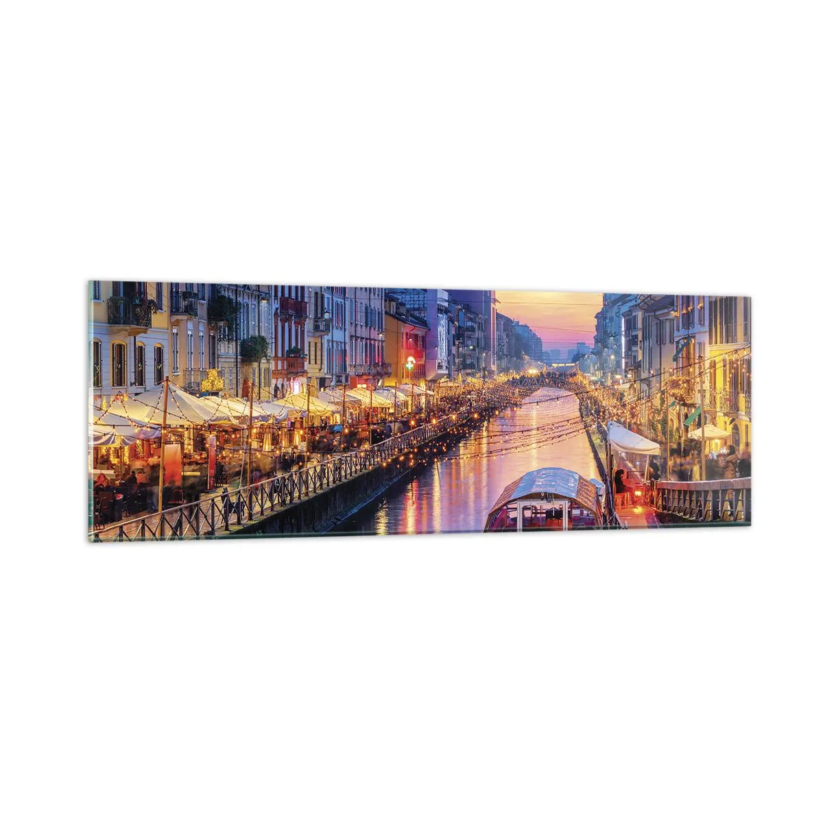 Glasbild - Bild auf glas - Ein Abend voller Licht und Spaß - 90x30 cm