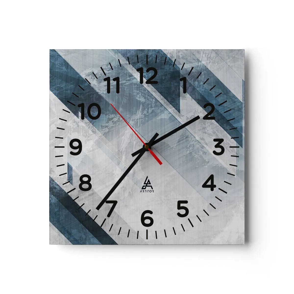 Wanduhr - Glasuhr - Räumliche Komposition - graue Bewegung - 30x30 cm