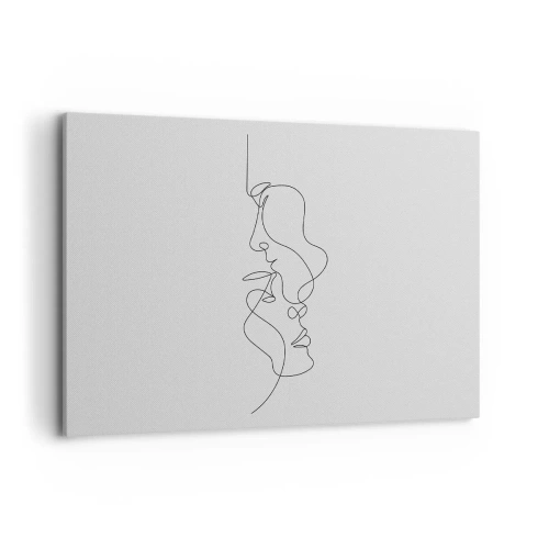 Bild auf Leinwand - Leinwandbild - Eine minimalistische Zeichnung von zwei Gesichtern in einer Linie. - 120x80cm - Die Hitze bitterer Begierden - Moderne Wanddekoration für Wohnzimmer und Schlafzimmer ARTTOR