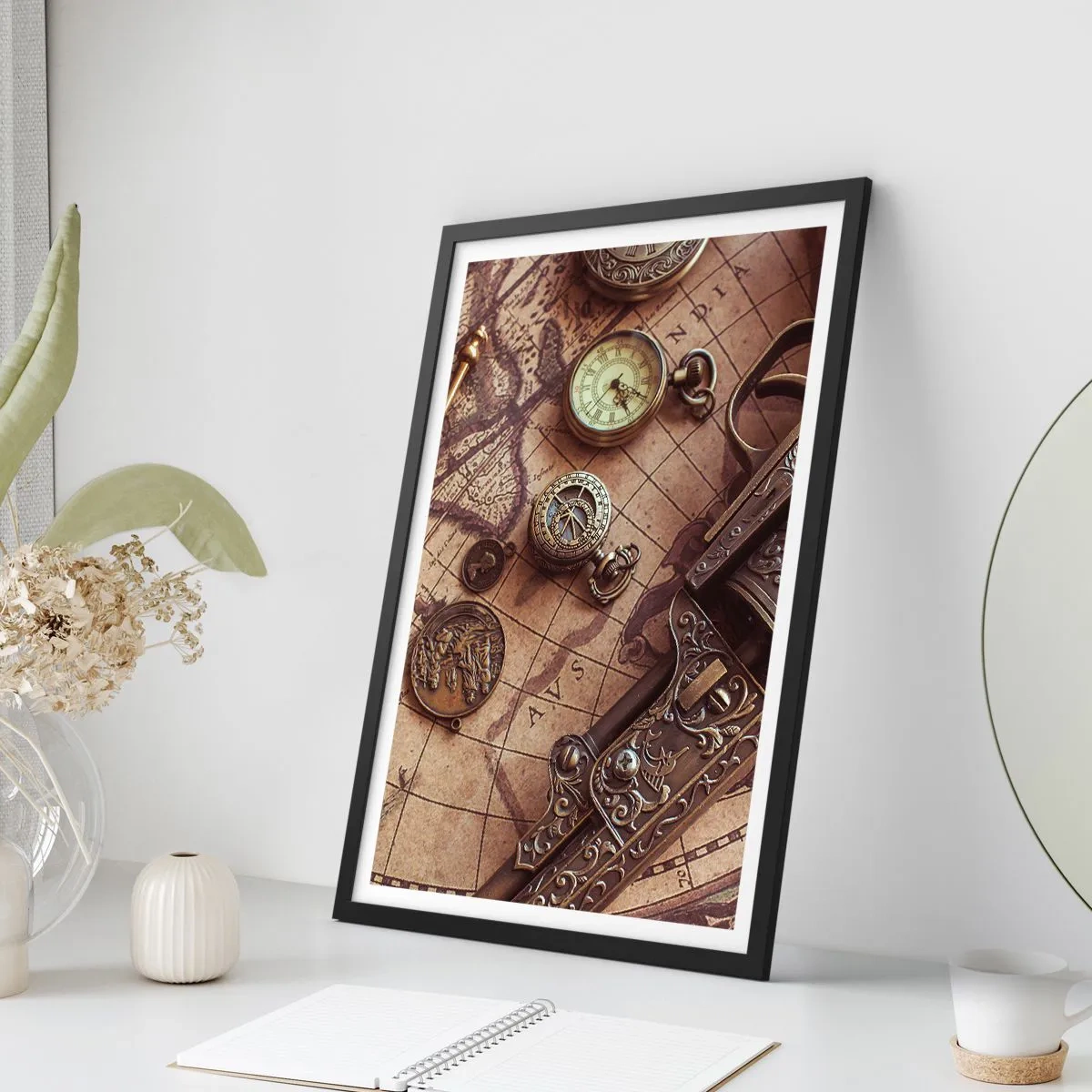 Poster in einem schwarzem Rahmen - Das Abenteuer ruft - 70x100 cm