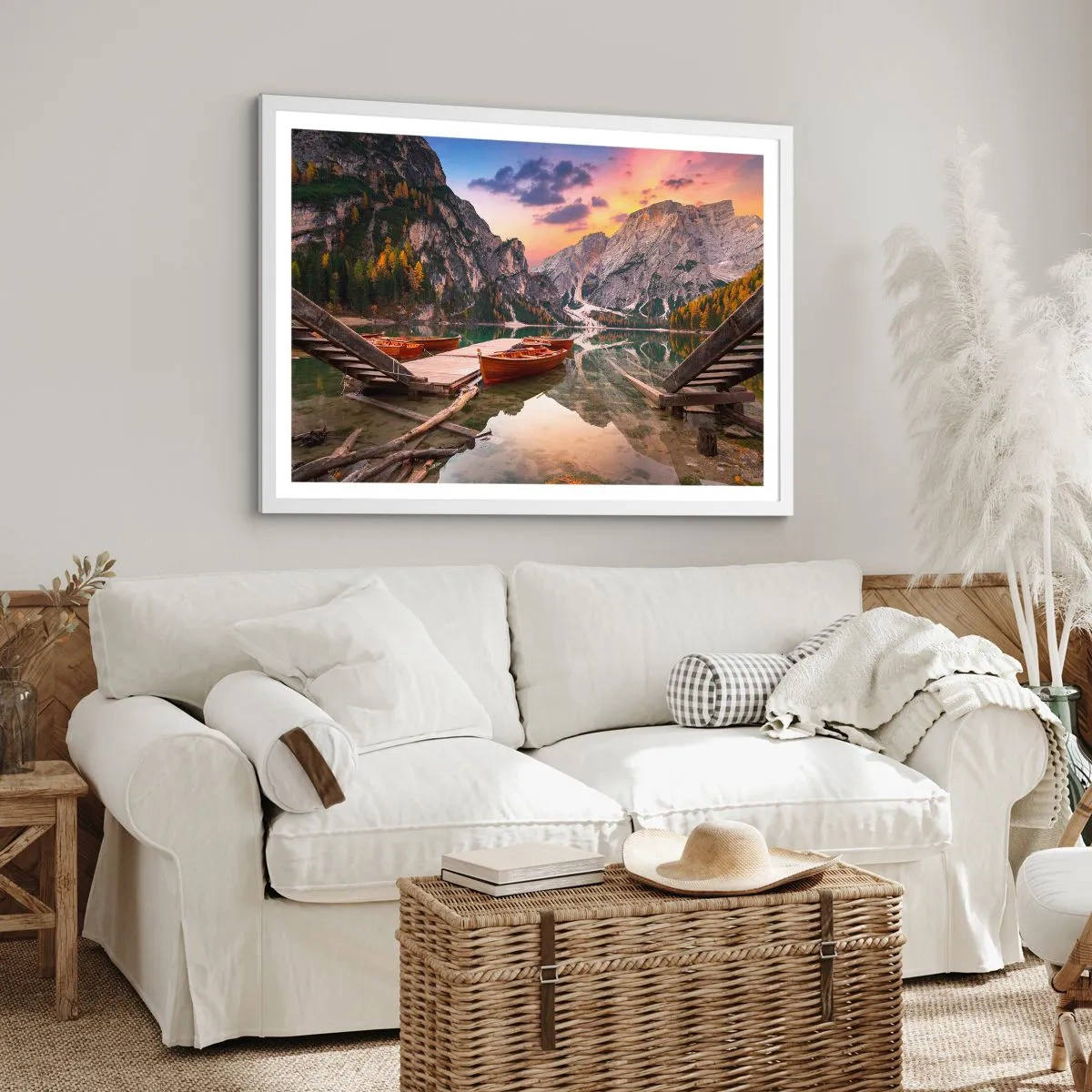 Poster in einem weißen Rahmen - Versprechen des Tages - 70x50 cm