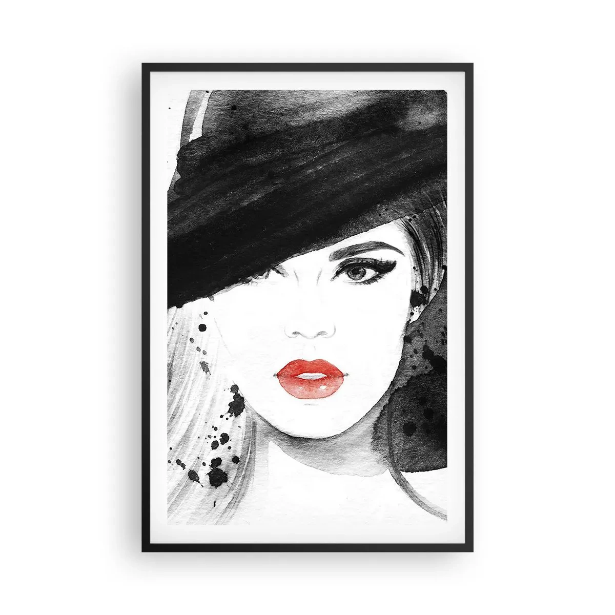 Poster in einem schwarzem Rahmen - Frau in schwarz - 61x91 cm