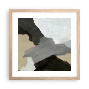 Poster in einem Rahmen aus heller Eiche - Abstraktion: Scheideweg des Graus - 40x40 cm