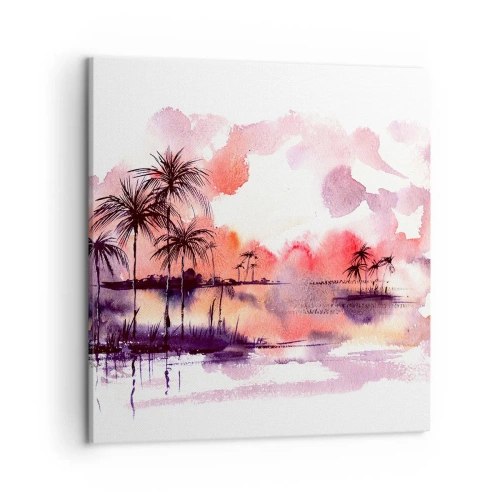 Bild auf Leinwand - Leinwandbild - Die Ruhe der Tropen in Rot - 50x50 cm