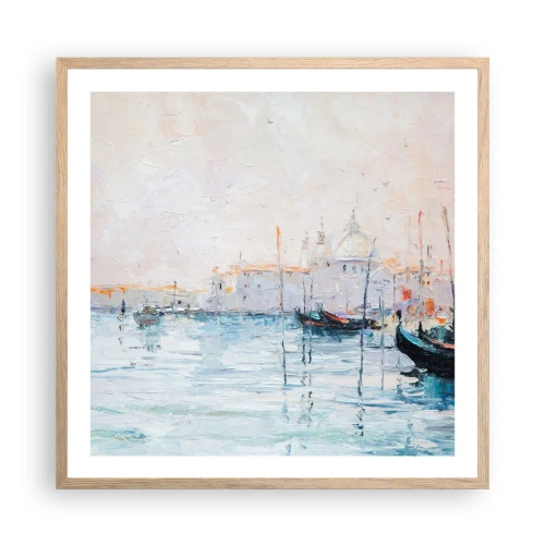 Poster in einem Rahmen aus heller Eiche - Hinter dem Wasser, hinter dem Nebel - 60x60 cm