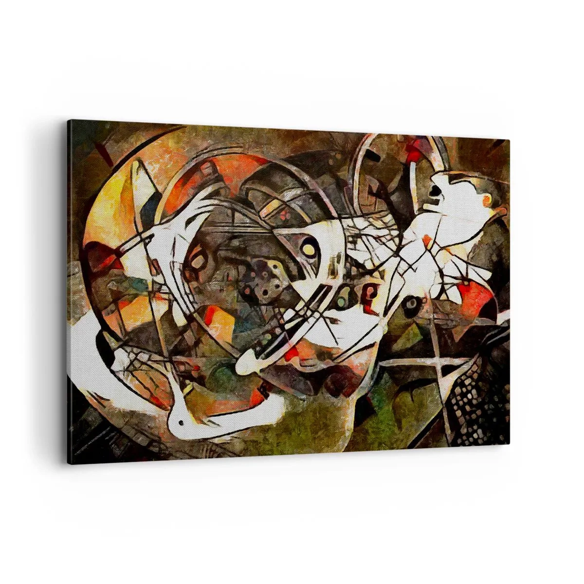 Bild auf Leinwand - Leinwandbild - Ausdrucksstarke Abstraktion in dunklen Tönen mit dynamischen Linien. - 120x80cm - Hören Sie den Verkehr? - Moderne Wanddekoration für Wohnzimmer und Schlafzimmer ARTTOR