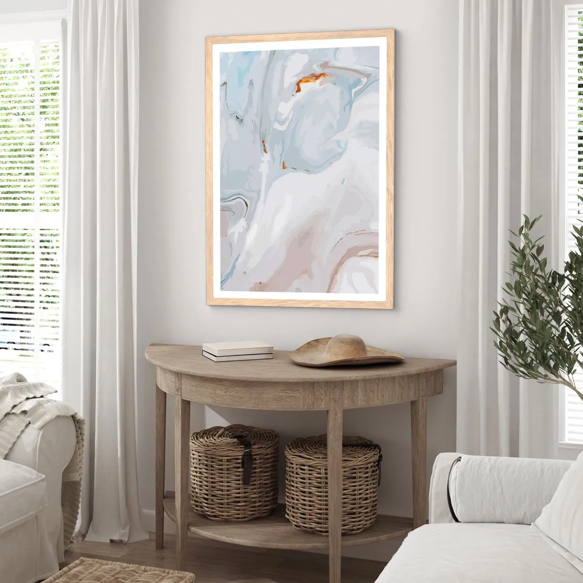 Poster in einem Rahmen aus heller Eiche - Das Weiß wird erhoben - 61x91 cm