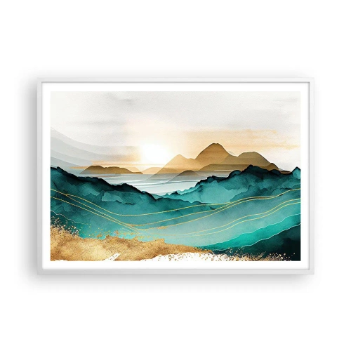 Poster in einem weißen Rahmen - Am Rande der Abstraktion – Landschaft - 100x70 cm