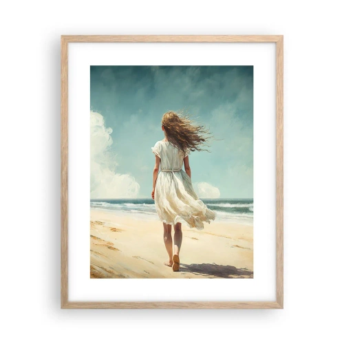 Poster in einem Rahmen aus heller Eiche - Der Sonne und dem Wind begegnen - 40x50 cm