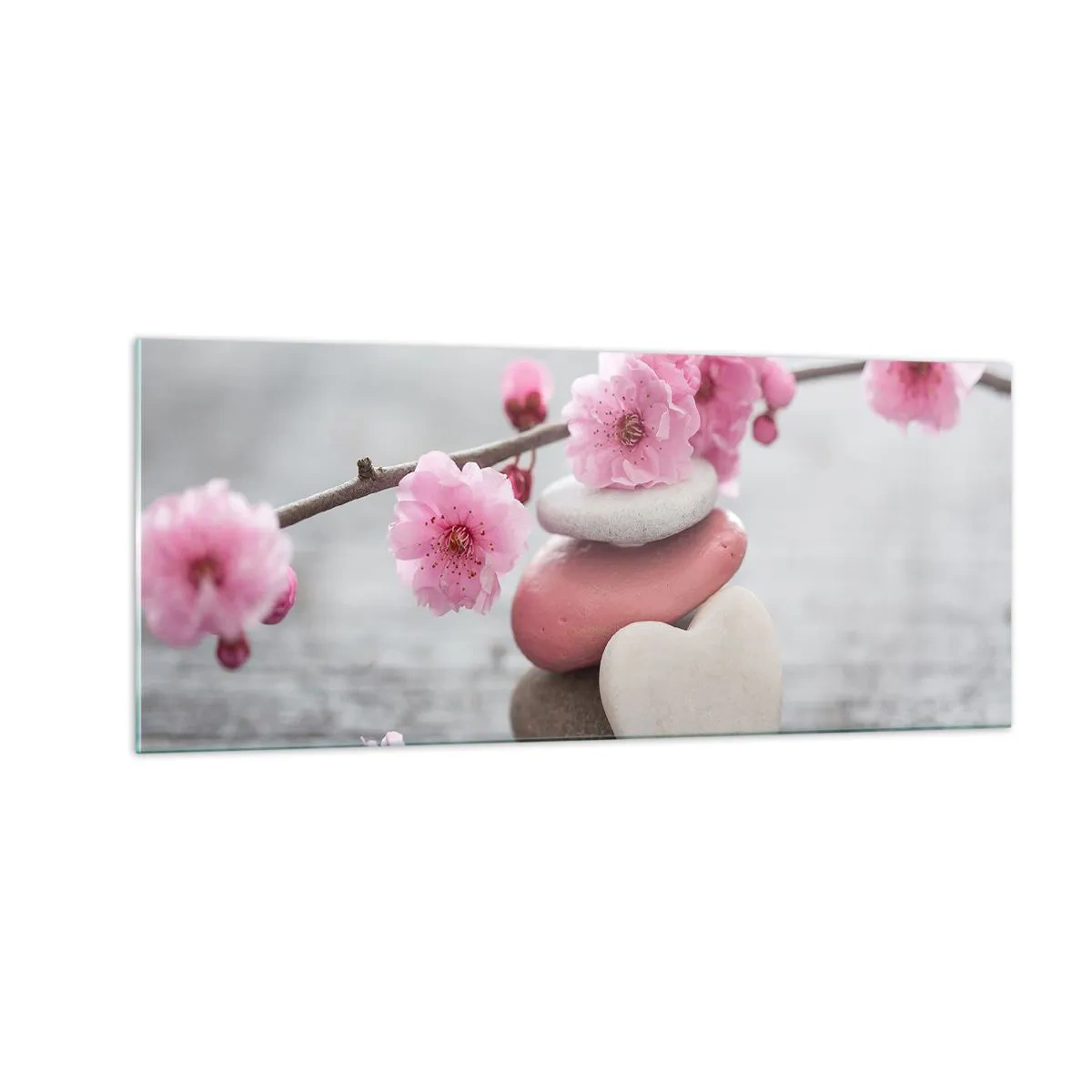 Glasbild - Bild auf glas - Glückseligkeit mit einer Kirschblüte - 100x40 cm
