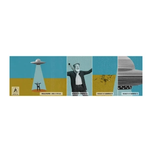 Fototapetenmuster Standard Eco - Nahe Begegnung - UFO, Moderne Kunst, Surrealismus - 100x30 cm