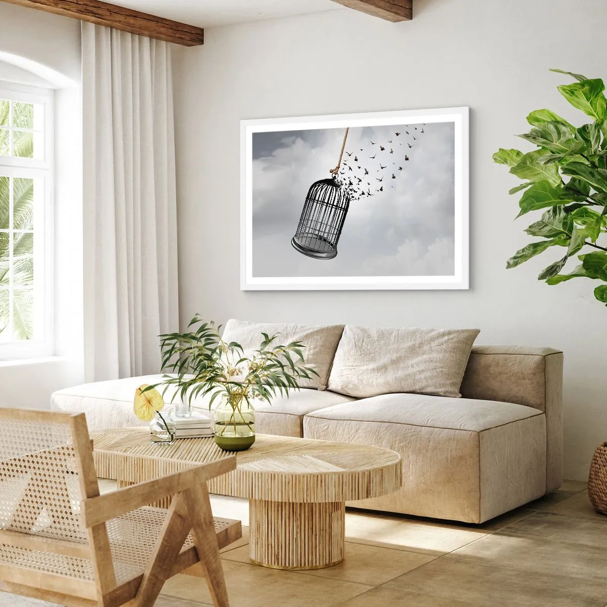 Poster in einem weißen Rahmen - Glaube ... Hoffnung ... Freiheit! - 70x50 cm